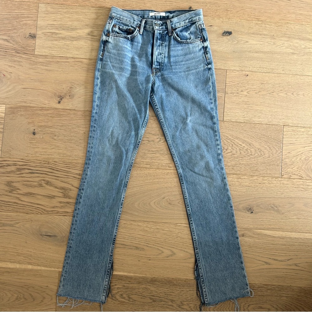 GRLFRND Addison High Rise Split Leg Boot Leg Jeans - Picture 2 of 13